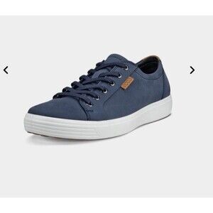 ECCO Soft 7 Sz 43 Us 9 9.5 Men Nubuck Leather Shoes Street Sneakers Blue